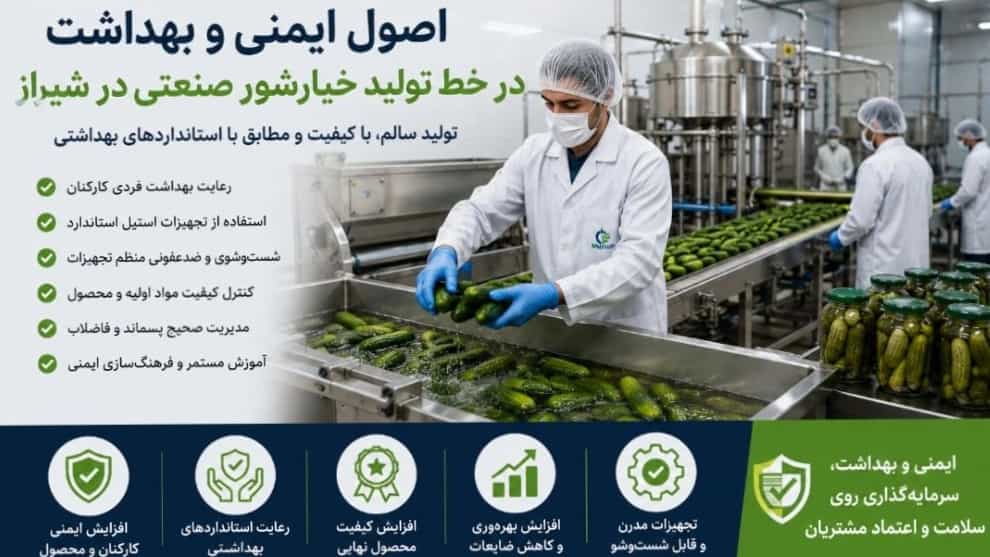 اصول ایمنی و بهداشت در خط تولید خیارشور صنعتی در شیراز راهنمای کامل صنایع غذایی